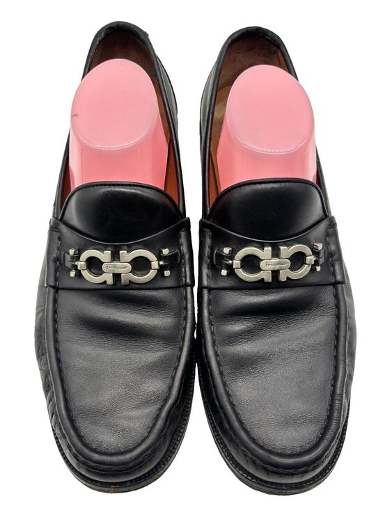 Salvatore Ferragamo Black Leather Horsebit Loafers Mens US Size 10.5 D main image 9